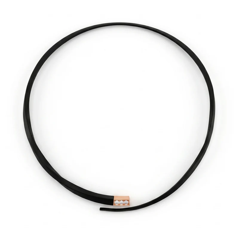 Golay collana in titanio nero e oro 18k con diamanti sull'apertura GD021O3DINE