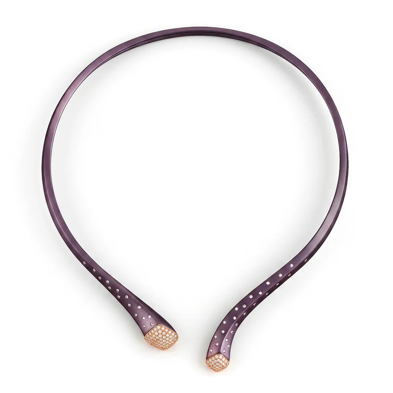 Golay collana in titanio viola e oro 18k con diamanti sull'apertura GD020O3DIVI