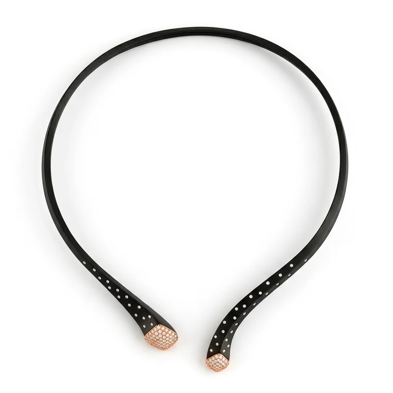 Golay collana in titanio nero e oro 18k con diamanti sull'apertura GD020O3DINE