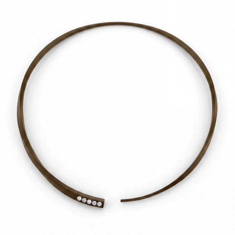 Golay collana in titanio marrone con cinque diamanti sull'apertura GD018DIMA