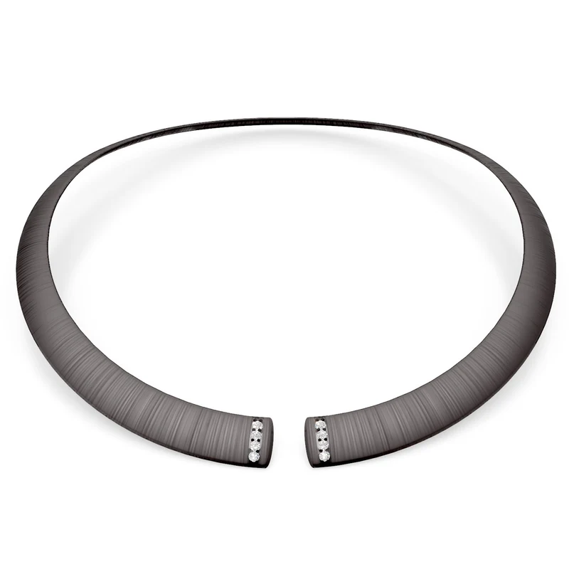 Golay girocollo in titanio nero texture e diamanti sull'apertura, medio GD012DINETX