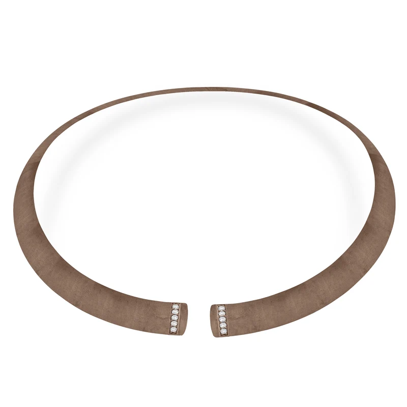 Golay girocollo in titanio marrone texture e diamanti sull'apertura, medio GD012DIMATX