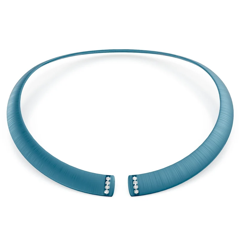 Golay girocollo in titanio blu texture e diamanti sull'apertura, medio GD012DIBLTX_M