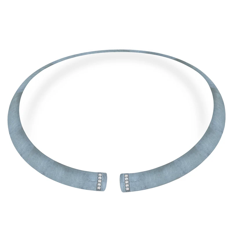 Golay girocollo in titanio azzurro texture e diamanti sull'apertura, medio GD012DIAZTX_M