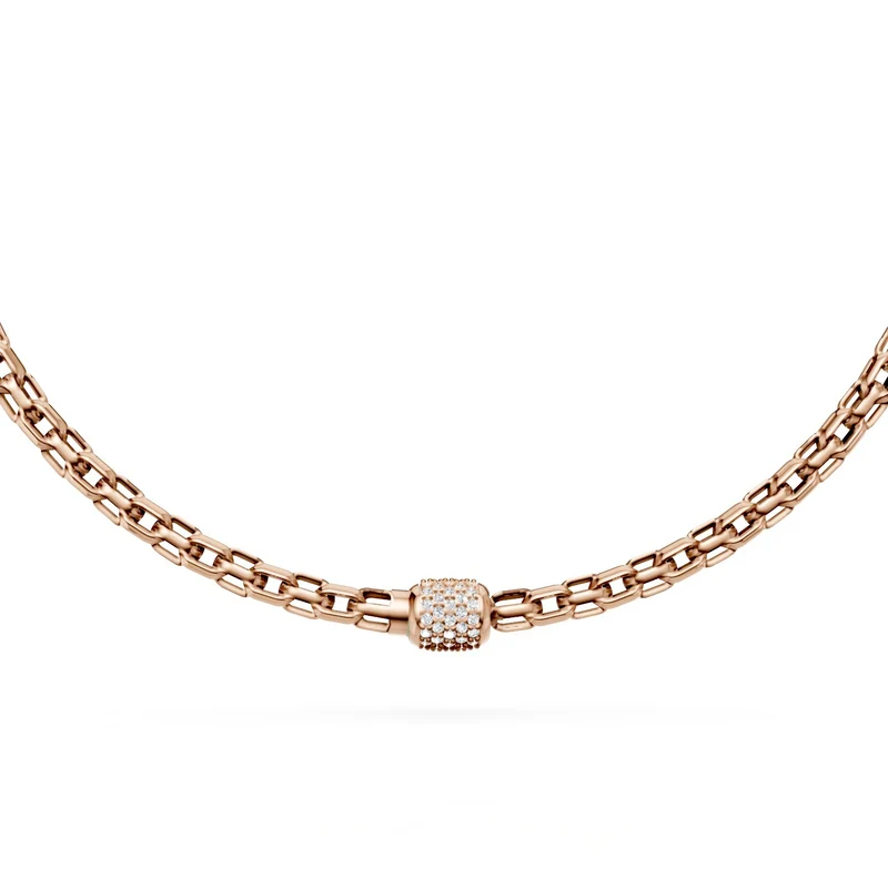 Golay collana maglia morbida quadrata, in oro rosa 18kt e chiusura incassata con diamanti cm.42,5 GD004O3DIBI060