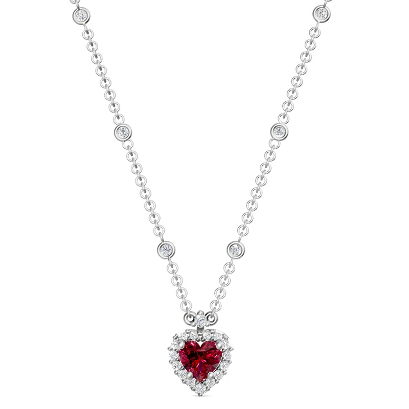 Golay collana rubino cuore 5x5 con contorno di diamanti GCLC578DRU55-24318110019