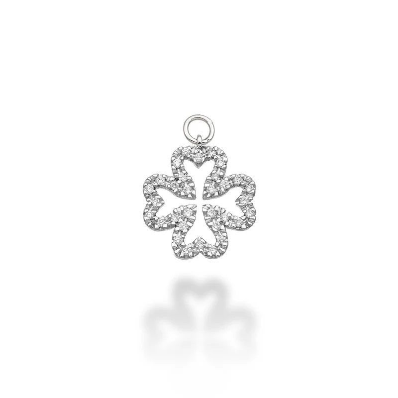 World Diamond Group charm quadrifoglio grande 18k ct.0,17 g vs oro bianco GCH224DIO4