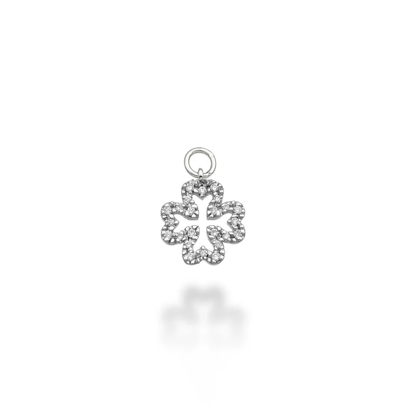 World Diamond Group charm quadrifoglio piccolo 18k ct.0,08 g vs oro bianco GCH223DIO4