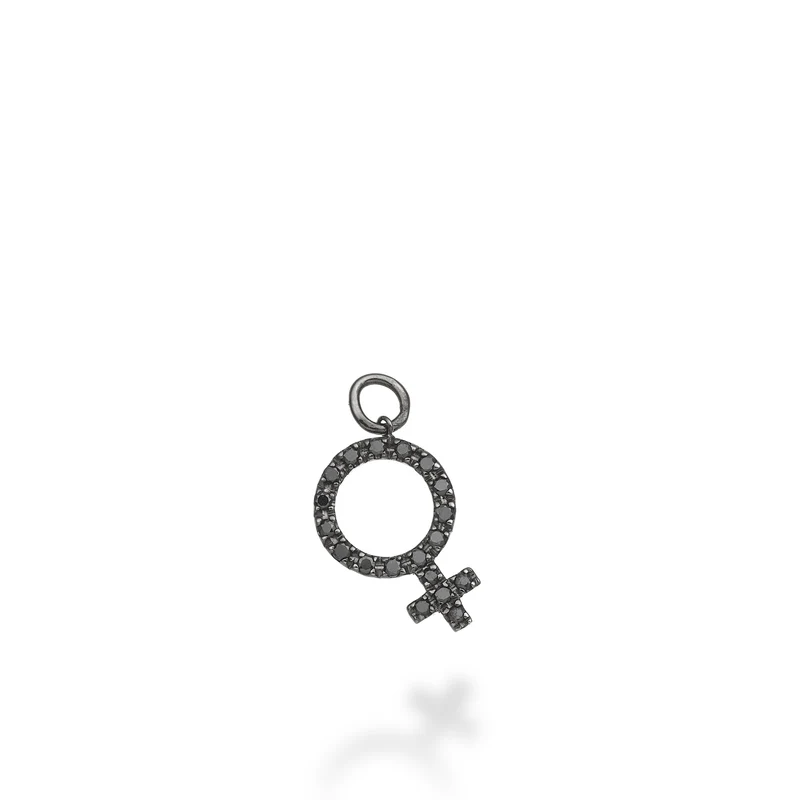 World Diamond Group charm simbolo donna 18k ct.0,17 black rodio nero GCH215BKO6