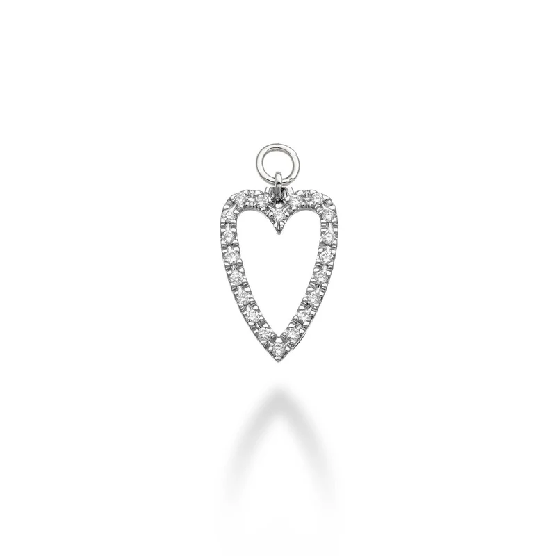 World Diamond Group charm cuore lungo 18k ct.0,12 oro bianco GCH213DIO4