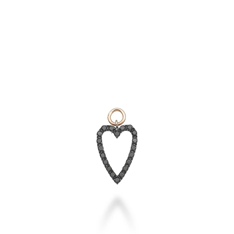 World Diamond Group charm cuore lungo 18k ct.0,20 black oro rosa GCH213BKO3
