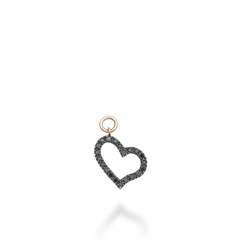 World Diamond Group charm cuore largo 18k ct.0,18 black oro rosa GCH212BKO3