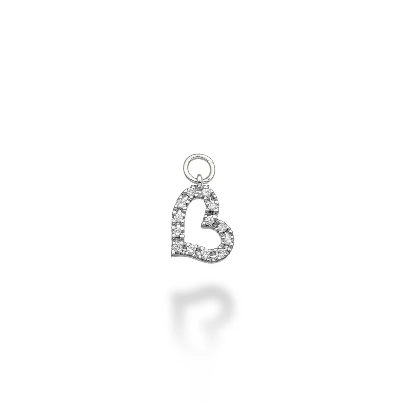 World Diamond Group charm cuore largo piccolo 18k ct.0,06 g vs oro bianco GCH211DIO4