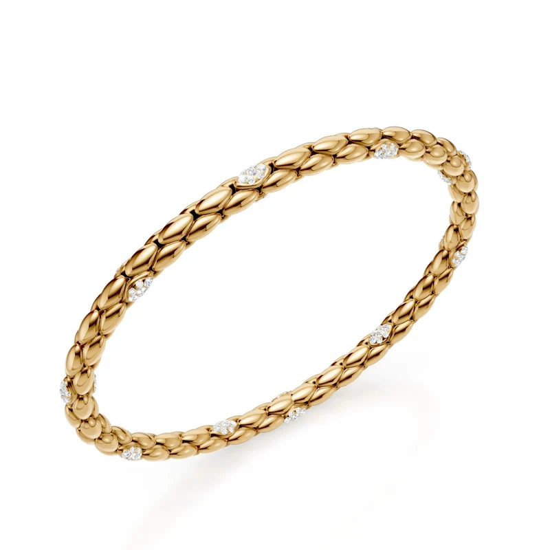 Golay bracciale in oro giallo 9kt, con 10 inserti pavettati, maglia a spiga, 17cm GBR032E10R1DI-170