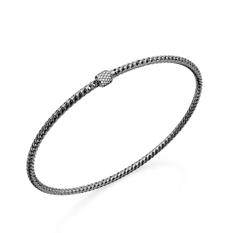 Golay bracciale maglia morbida curvata, in oro nero 18kt e chiusura incassata con diamanti, 18,5cm GBR003O6DIBI060-185