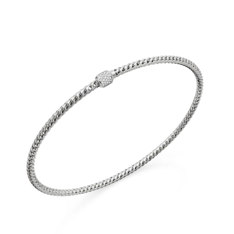Golay bracciale maglia morbida curvata, in oro bianco 18kt e chiusura incassata con diamanti, 18,5cm GBR003O4DIBI060-185