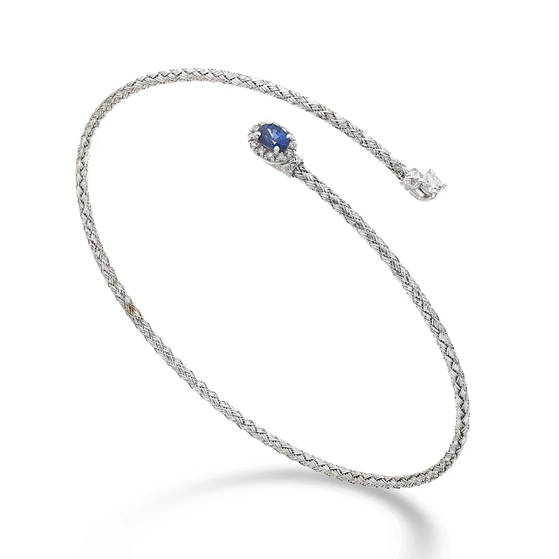 World Diamond Group br 18k maglia zaffiro naturale ovale 4x3 ct.0,21 diam. ct.0,13 oro bianco GBMAGLIA01DIZFO4