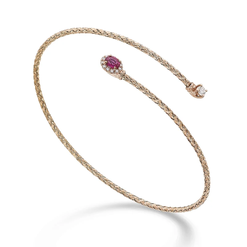World Diamond Group br 18k maglia rubino naturale ovale 4x3 ct.0,21 diam. ct.0,13 oro rosa GBMAGLIA01DIRUO3