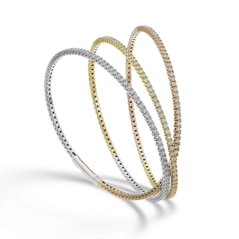 Golay br 18k tennis flex 3 giri diam. ct.4,66 oro giallo/rosa/bianco cm.16,5 GBFLEX004DIO7
