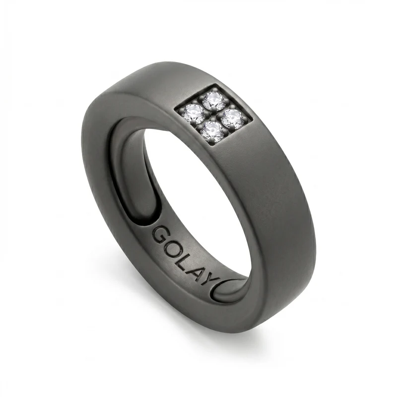 World Diamond Group anello in titanio grigio con diamanti 0,10ct tot., misura adattabile con cuscinetti dalla 14 alla 18 GAN034DIGR-1418