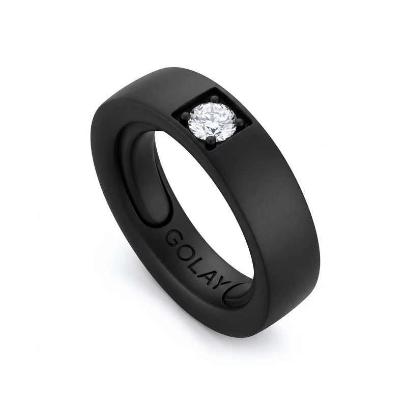 World Diamond Group anello in titanio nero con diamante da 0,25ct adattabile con cuscinetti dalla 14 a 18 GAN032DINE-1418