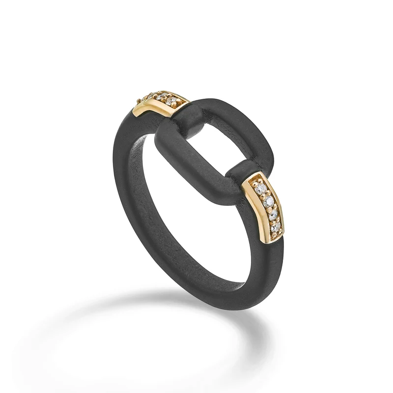 Golay anello in titanio con elementi in oro rosa 18k incassati con diamanti GAN030O3DINE-13