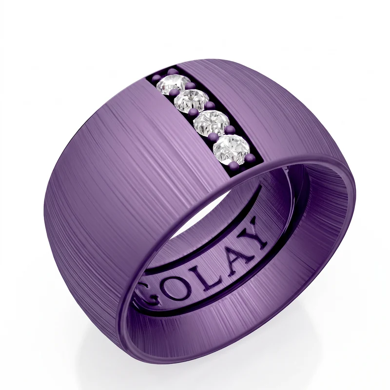 Golay anello fascia in titanio viola texture tessuto, misura 15, con molla interna per riduzione GAN028DIVITX-15