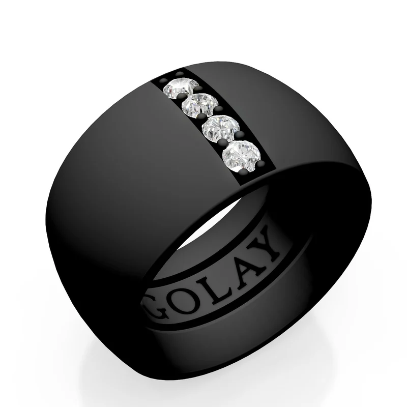 Golay anello fascia in titanio nero texture tessuto, misura 14, con molla interna per riduzione GAN028DINETX-14