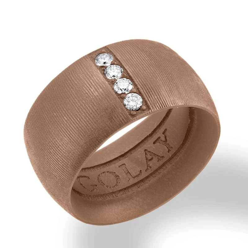Golay anello fascia in titanio marrone texture tessuto, misura 14, con molla interna per riduzione GAN028DIMATX-14