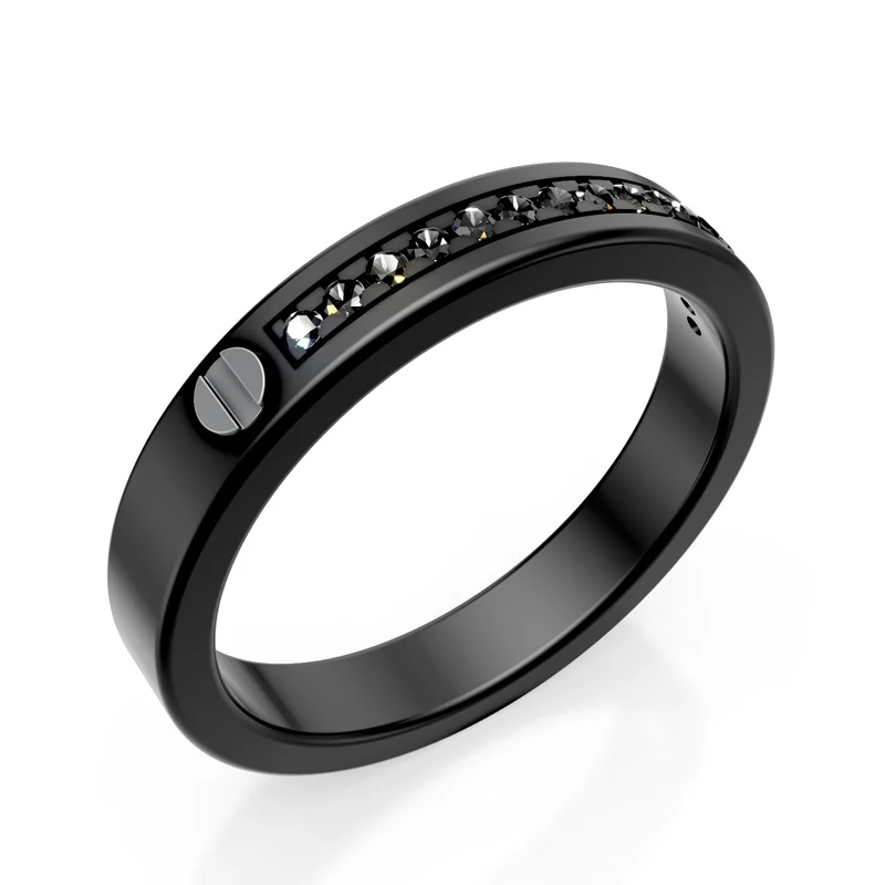 World Diamond Group anello con diamanti black in titanio nero, con inserti in platino, misura 17 GAN014PTBKNE-17