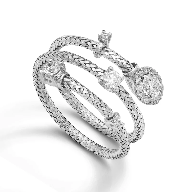 World Diamond Group an 18k maglia centrale ovale 4x3 ct.0,12 diam. tot. ct.0,36 oro bianco GAMAGLIA03DIO4