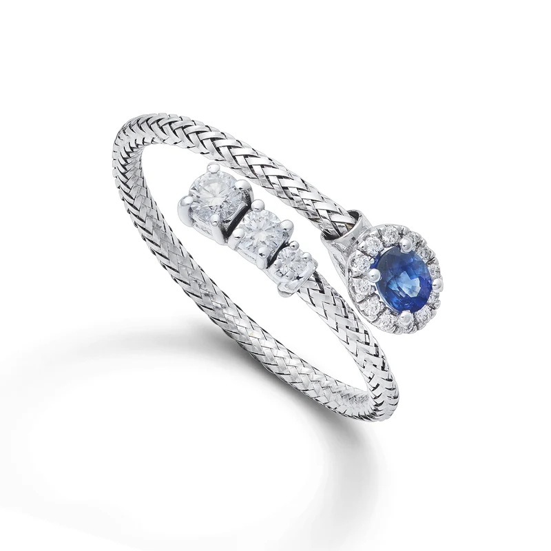 World Diamond Group an 18k maglia zaffiro naturale ovale 4x3 ct.0,21 diam. ct.0,19 oro bianco GAMAGLIA02DIZFO4