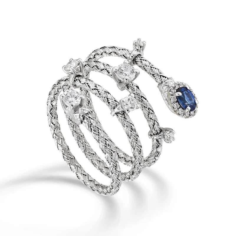 World Diamond Group an 18k maglia zaffiro naturale ovale 4x3 ct.0,21 diam. ct.0,13 oro bianco GAMAGLIA01DIZFO4