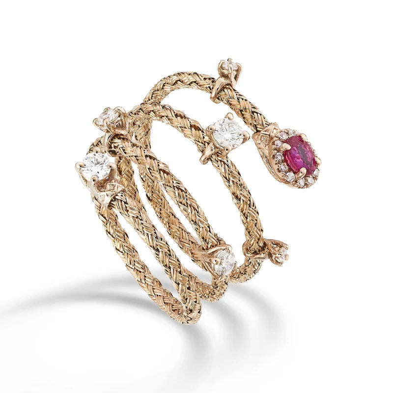 World Diamond Group an 18k maglia rubino naturale ovale 4x3 ct.0,21 diam. ct.0,13 oro rosa GAMAGLIA01DIRUO3