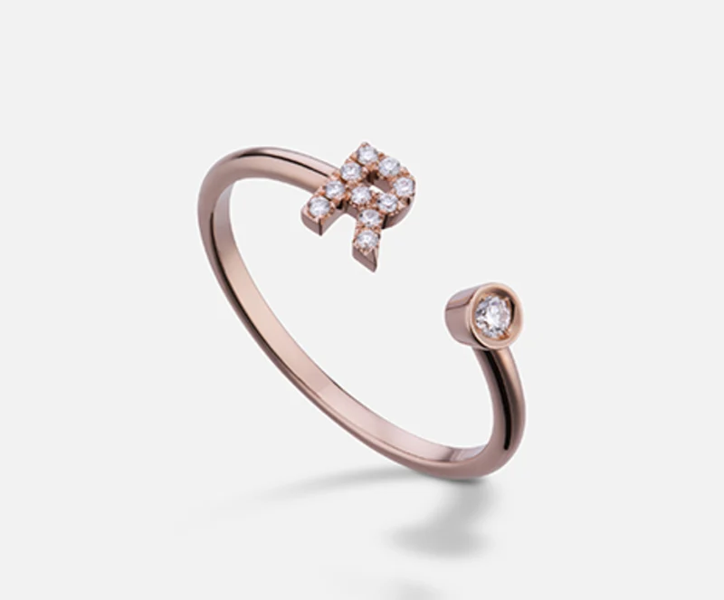 Golay an 9k lettera r small oro rosè diam. ct.0,08 GAFRD1R3