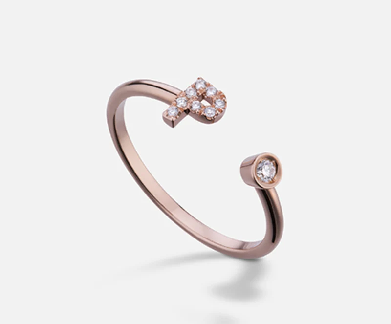 Golay an 9k lettera p small oro rosè diam. ct.0,07 GAFPD1R3