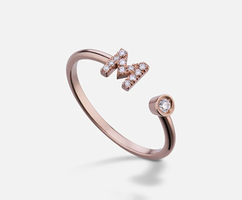 Golay an 9k lettera m small oro rosè diam. ct.0,09 GAFMD1R3