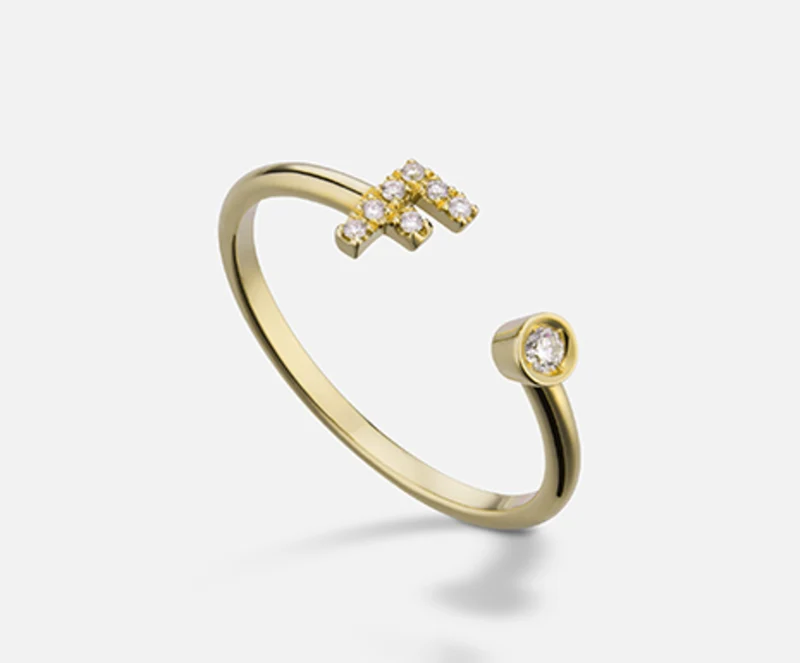 Golay an 9k lettera f small oro giallo diam. ct.0,07 GAFFD1R1