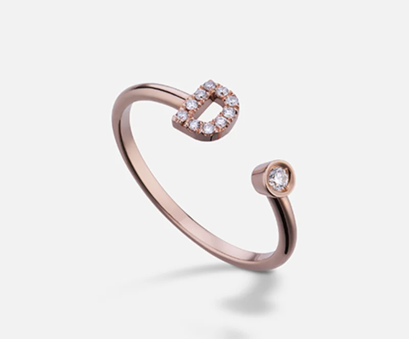 Golay an 9k lettera d small oro rosè diam. ct.0,08 GAFDD1R3