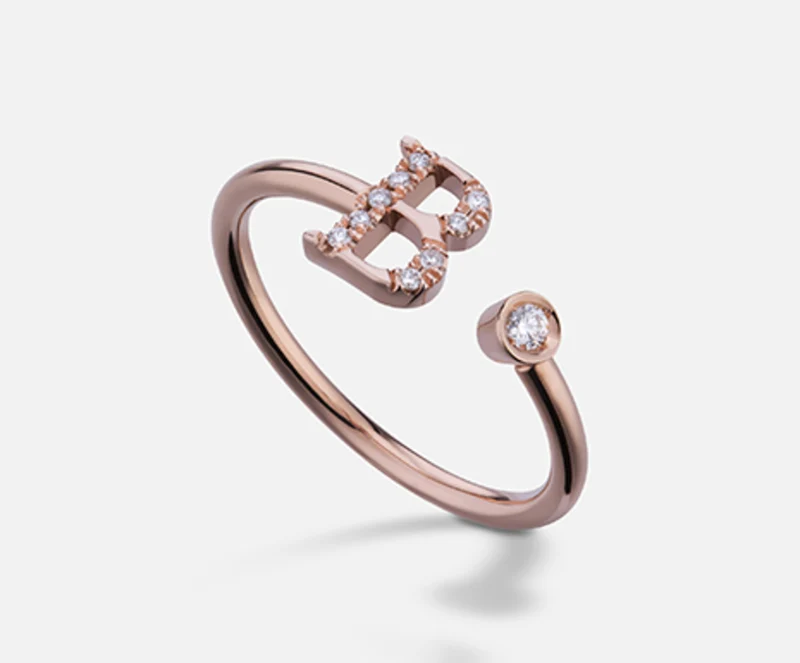 Golay an 9k lettera b big oro rosè diam. ct.0,08 GAFBD2R3