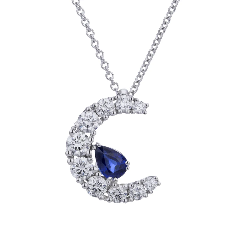 Golay collana grace mezzaluna pave' e zaffiro goccia GABTRE005DIZB-21067110010