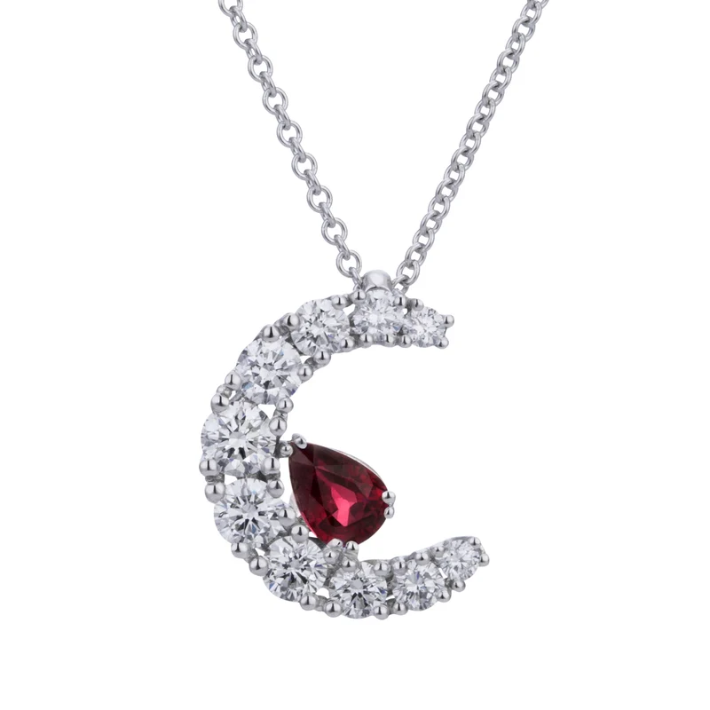 Golay collana grace mezzaluna pave' e rubino goccia GABTRE005DIRU-22040110013