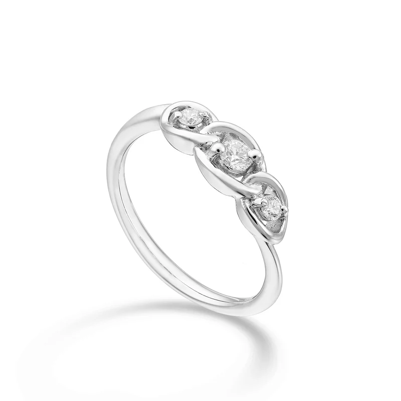 World Diamond Group anello trilogy scalare con castoni a orbita 0,20ct in oro bianco 18k GA5198O4BR020