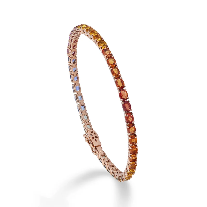 World Diamond Group bracciale tennis zaffiri multicolor ovali 4x3 BTFOV002DIMC-22322110025