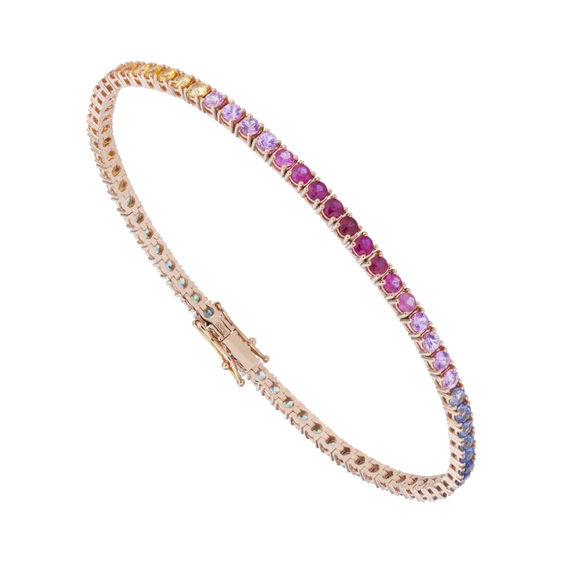 World Diamond Group bracciale tennis a filo zaffiri multicolor 17,5cm BTF001ZBMC2-175