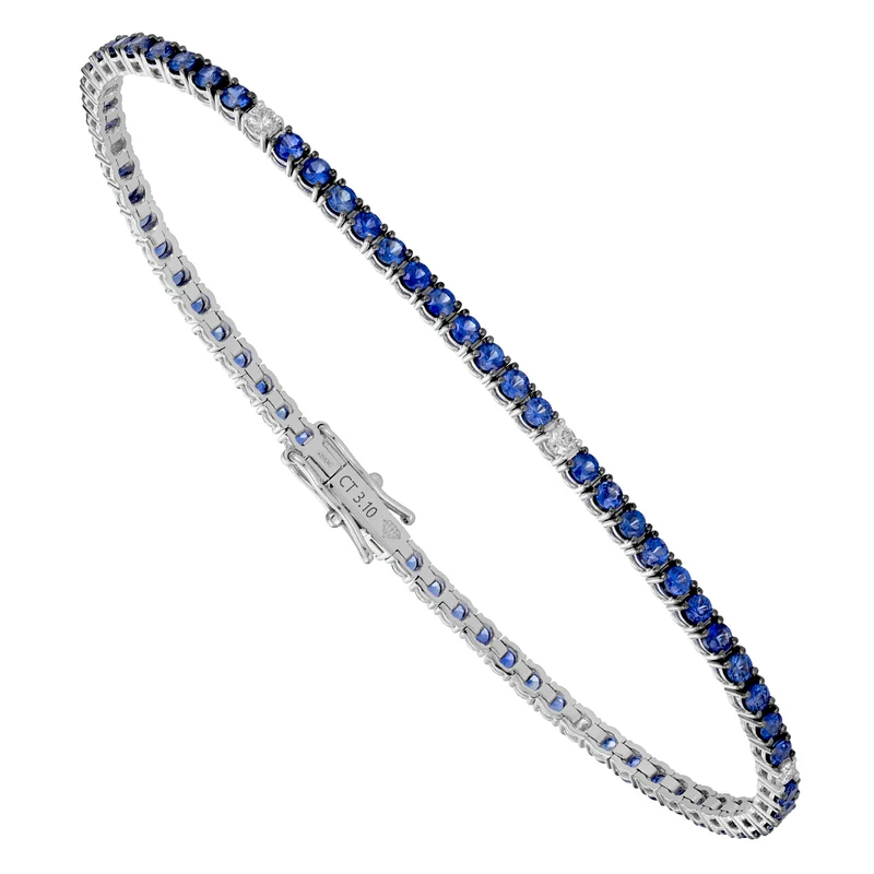 World Diamond Group bracciale tennis filo zaffiri e spot diamanti BTF001ZBDI4-18285110022