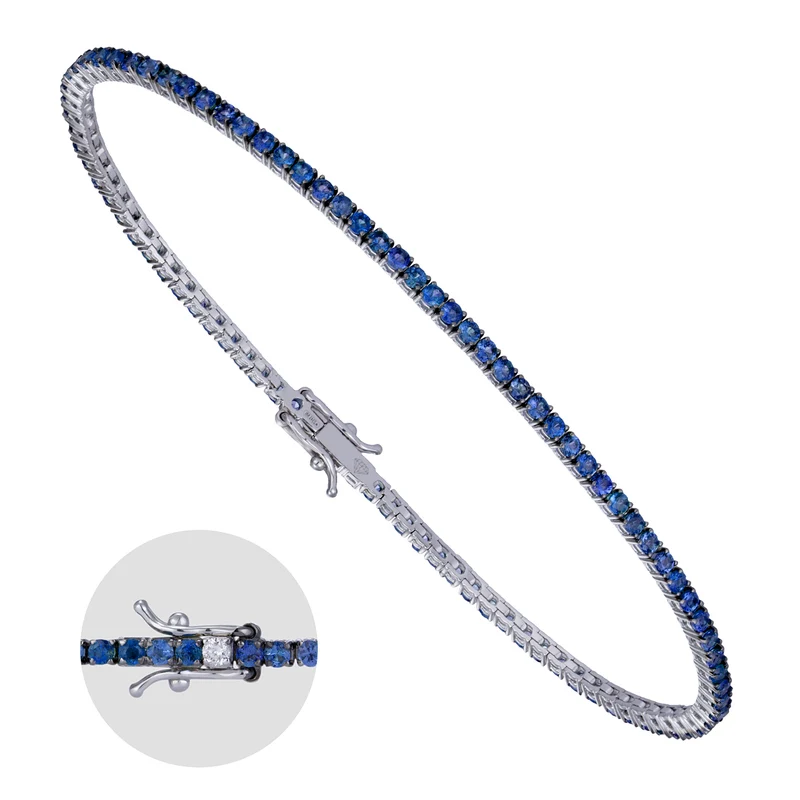 World Diamond Group bracciale tennis cast. a filo zaffiri e 1spot diam BTF001ZBDI2A-21054110040