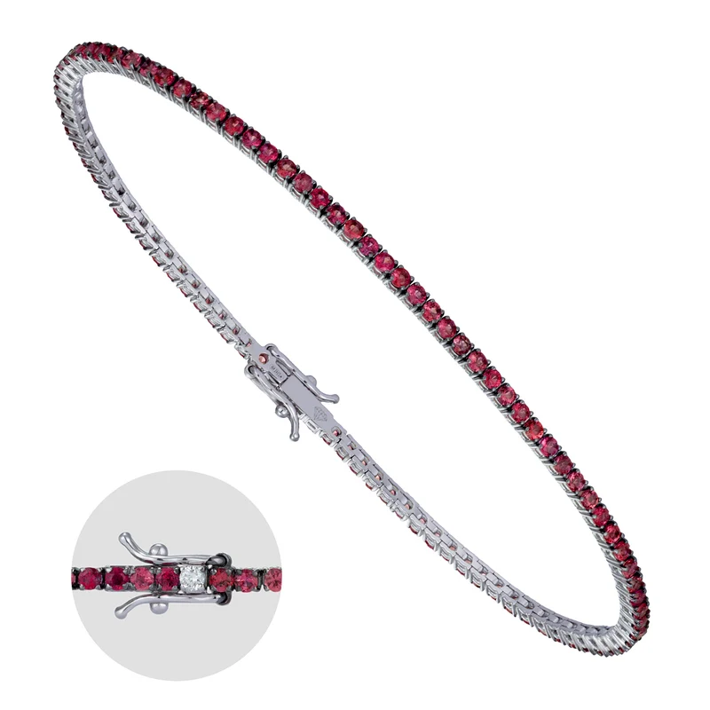 World Diamond Group bracciale tennis castone filo con rubini e 1 spot BTF001RUDI2A-23233110011