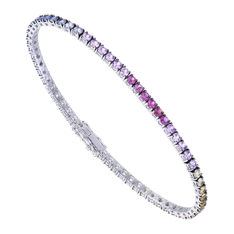 World Diamond Group bracciale tennis filo zaffiri colorati cm 19 BTF001MC8-22284110038
