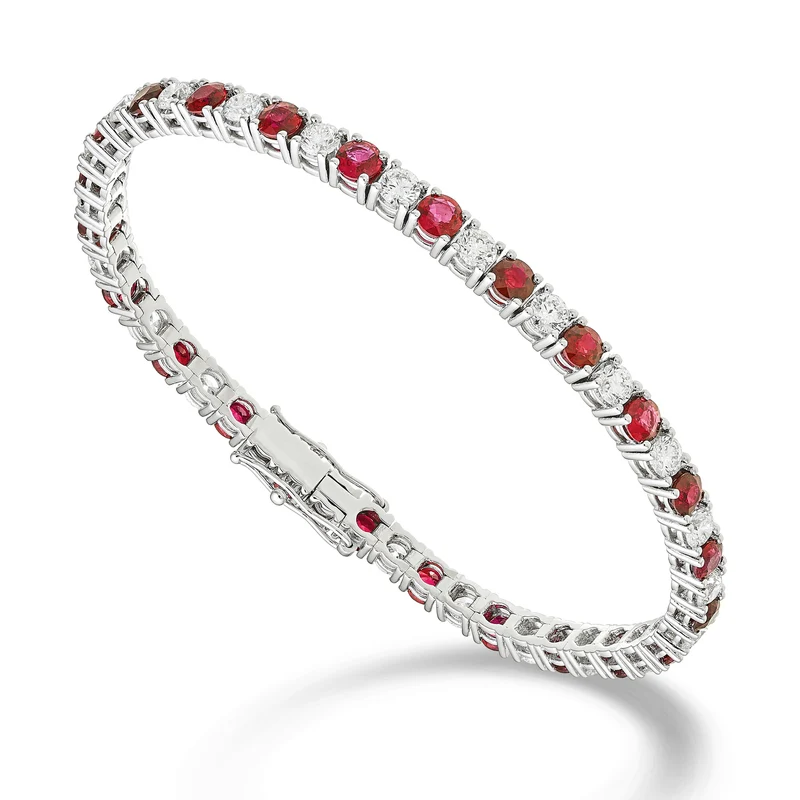 World Diamond Group bracciale castone a filo diam + rub altern 19cm BTF001DIRU18-190-23276110078